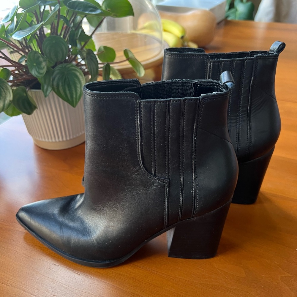 Marc Fisher Black Leather Ankle Boots